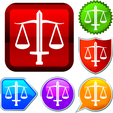 Set shiny icon series on buttons. Justice.のイラスト素材