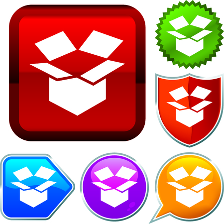 Set shiny icon series on buttons. Open box.のイラスト素材