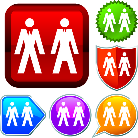 Set shiny icon series on buttons. People.のイラスト素材