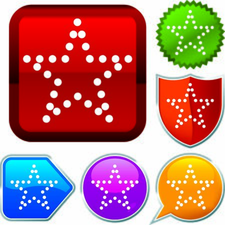 Set shiny icon series on buttons. Star.のイラスト素材