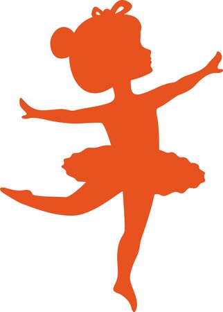 Little ballerina silhouette in orange. Valid laser cut file.のイラスト素材