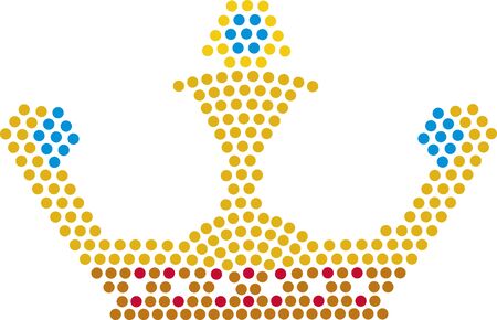 Dotted crown logo icon in plain colors.のイラスト素材