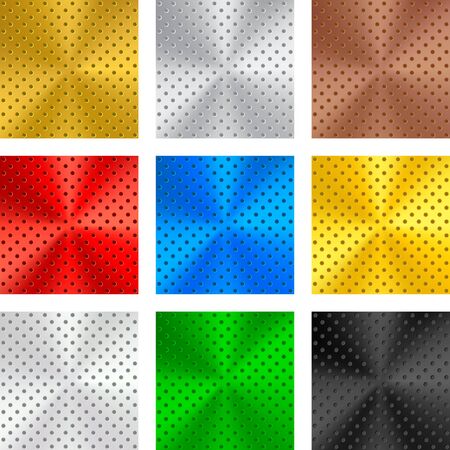 Set of nine metallic plates in multiple colors.のイラスト素材