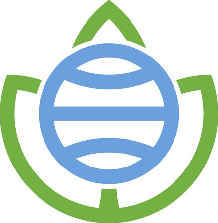 Leaf and earth icon in flat and geometric style.のイラスト素材