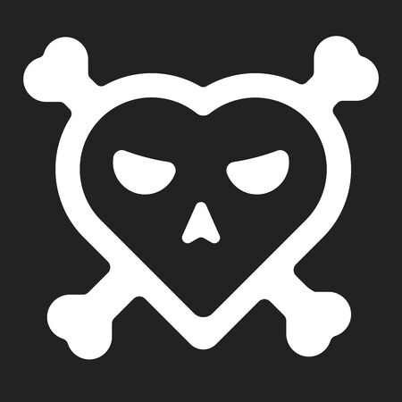Love kills. Simple pirate icon with heart shape and bones.のイラスト素材