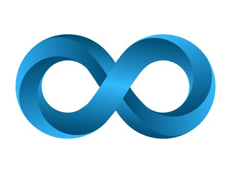 Infinity mathematical symbol in flat style with shadows. Isolated on whiteのイラスト素材