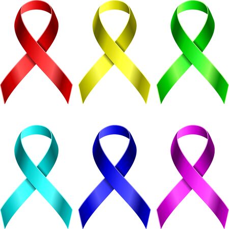 Metallic ribbon laces in six different colors.のイラスト素材