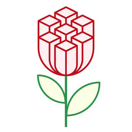 Urban flower concept. Block building as nature construction.のイラスト素材