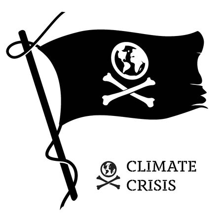 Climate crisis flag. Global warming sign as a pirate symbol.のイラスト素材
