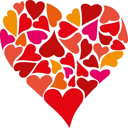 Vector illustration. Heart of hearts. Recursive texture in red tones.のイラスト素材