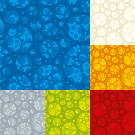 Vector illustration. Seamless foam texture in six different colors.のイラスト素材