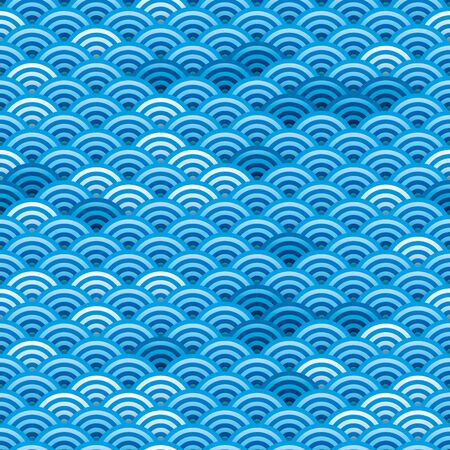 Vector illustration. Japanese seamless background texture in blue tones.のイラスト素材