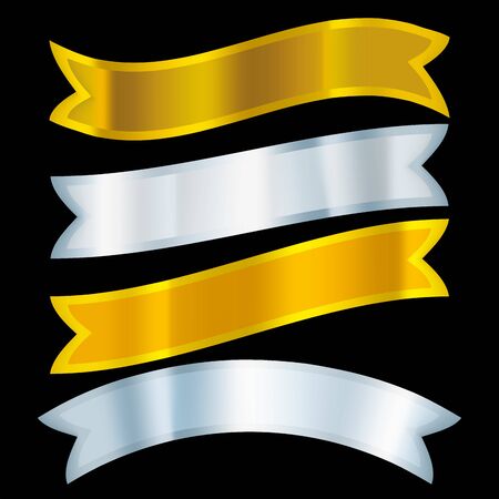 Four metallic shine ribbons with lights and shadows.のイラスト素材