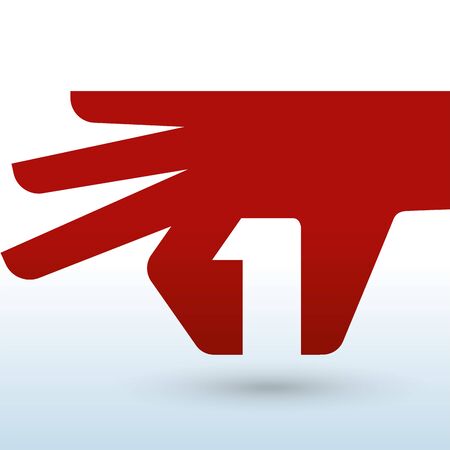 Geometric hand icon with number one inside.のイラスト素材