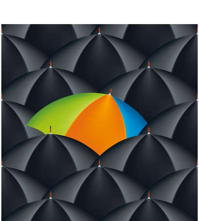 Exclusive umbrella into a sea of common pieces. Seamless background.のイラスト素材