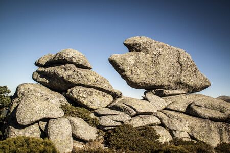 Rocks eroded in seven peaks, Sierra de Guadarrama.の写真素材