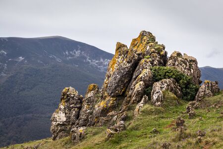 Landscape from Urkulu peak, mountains and jungle of Irati in autumn. Aezkoa and Salazar Valley in the Pyrenees, Navarra. Spain.の写真素材
