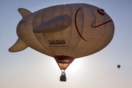 Segovia, Castilla y LeÃ³n. Spain - July 20, 2019: Aerostatic balloon festival over the city. Adventures with friends and family, flights. Flying at sunrise in a balloonのeditorial素材