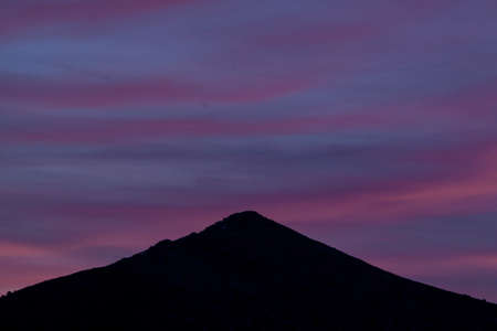 Spectacular sunset at the top of the mountain. In the Sierra de Guadarrama National Park, Segovia, Madrid, Castilla y Leon.の写真素材