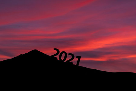New year start 2021, Happy new year. Climb a mountain, climb with hope.