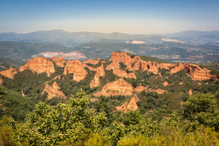 Las Medulas, ancient Roman gold mines in Leon, Castilla y Leon. Spain. Panoramic photographyの写真素材