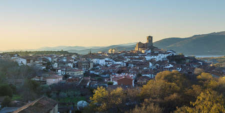 Panoramic of the town of HervÃ¡s, in Caceres, Extremadura. Houses, church and Jewish quarter.の写真素材