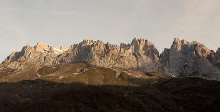 Trekking routes in the municipality of Posada de Valdeon, Leon. Spain. Sajambre and Valdeon Valleysの写真素材