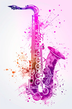 Illustration in abstract style for live jazz music poster with a white background. Music Day, International Jazz Dayの素材