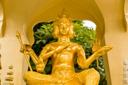 gold scapture brahma in shrineの写真素材