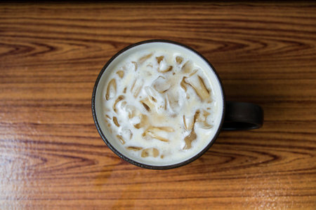 milk ice tea in mug for afternoon tea timeの写真素材