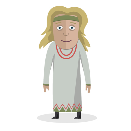 Woman in national dress. Slavs. National clothes. Vector illustration.のイラスト素材