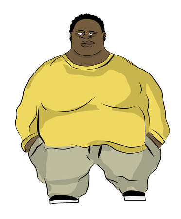 Fat man in wide clothing, vector illustrationのイラスト素材