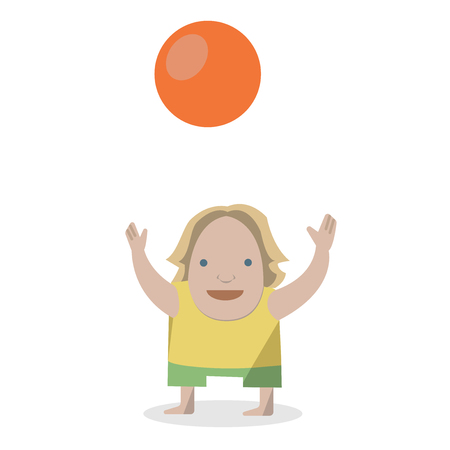 Kid with ball. Vector Illustrations on a white background.のイラスト素材