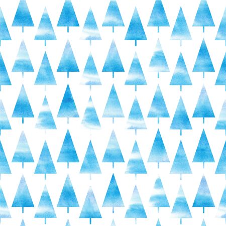Background of watercolor Christmas tree. Seamless pattern. Watercolor Christmas tree. Christmas background.の写真素材