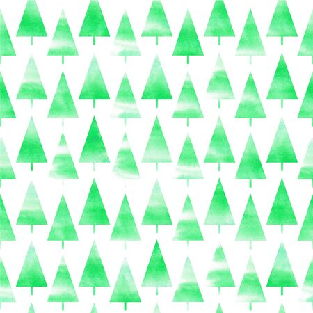 Watercolor Christmas tree. Background of watercolor Christmas tree. Seamless patternの写真素材