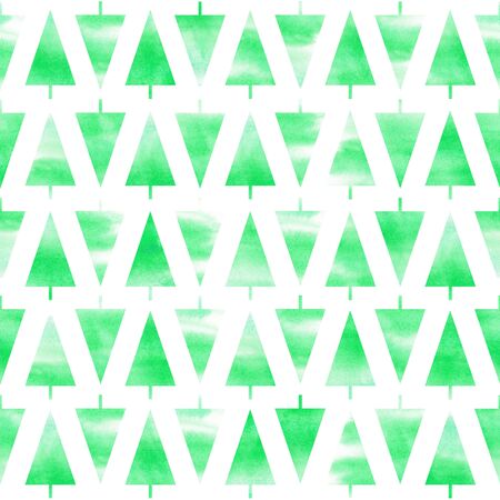 Seamless watercolor Christmas tree pattern. Watercolor Christmas background.の写真素材