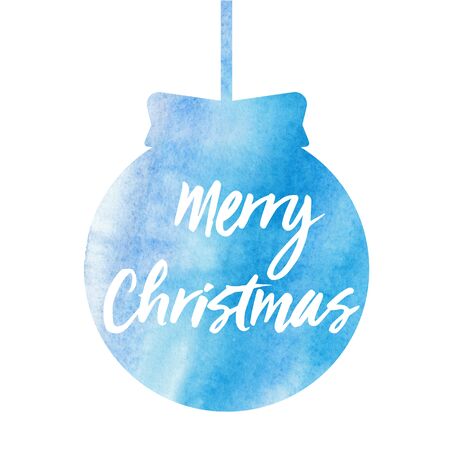 Merry Christmas. Christmas card with watercolor christmas ball.の写真素材