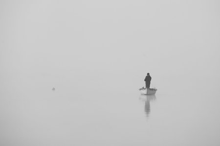 fishman in the lakeの写真素材