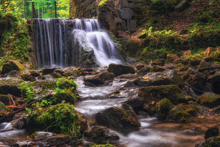 Waterfall in the forest. Beautiful waterfall in the forest. Waterfall in the forest.