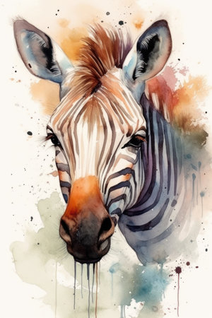 Watercolor portrait of a zebra. hand-drawn illustration.の素材