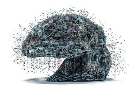 Human brain made of 3d cubes and dots, artificial intelligence conceptの素材