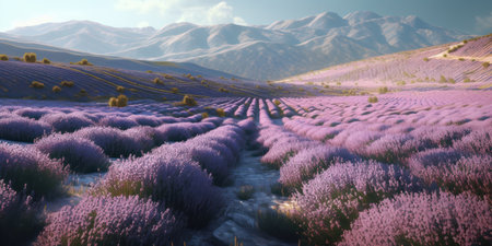 Lavender field at sunset in Provence, France.の素材
