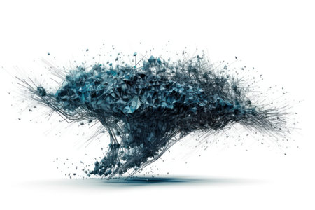 abstract 3d illustration of blue water splash on a white backgroundの素材
