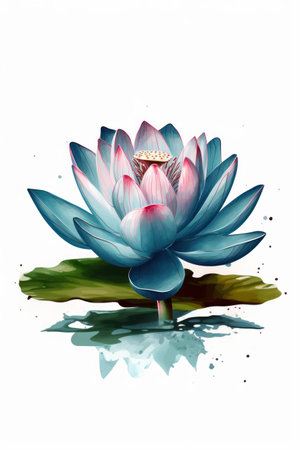 Beautiful lotus flower on a white background. vector illustration.の素材