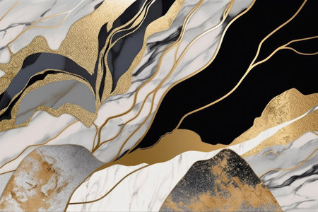 Luxury gold and black marble texture with gold veins. vector illustrationの素材