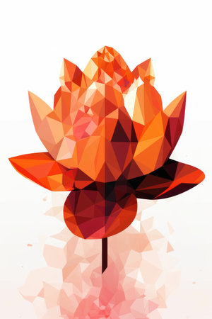 Abstract polygonal lotus flower on white background, vector illustrationの素材