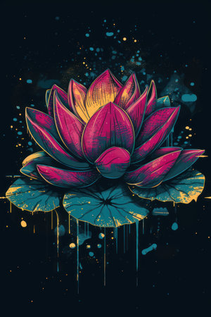 Lotus flower on grunge background. Vector illustration for design.の素材