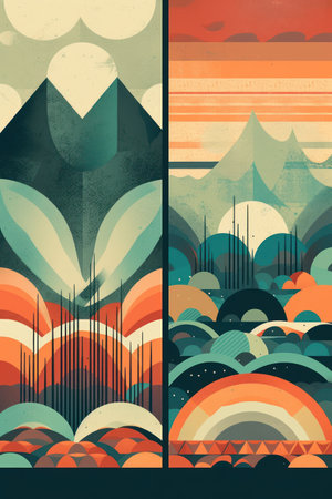 Abstract background with colorful geometric shapes in retro style. vector illustration.の素材