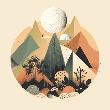 tropical landscape. Minimalist landscape. vector illustration.の素材