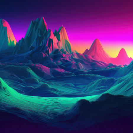 fantasy alien planet. mountain and sky. 3D illustration.の素材